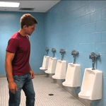 Screaming in public restroom prank