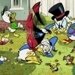 Goofy beats up Donald Duck and Mickey Mouse