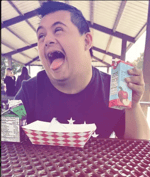 think of a big man chasing you