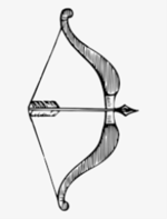 Bow and arrow release and hit the target