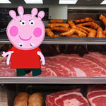 Peppa Pig is eating bacon