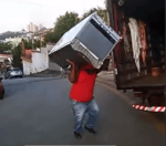 Man with fridge dancing phonk