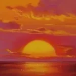 De zon zakt in de zuiderzee