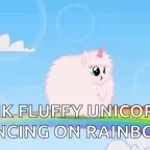 Pink Fluffy Unicorns Dancing on Rainbows