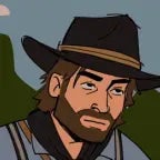 auther in his horseright after a beer