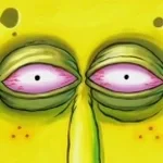 Spongebob tucking on something...