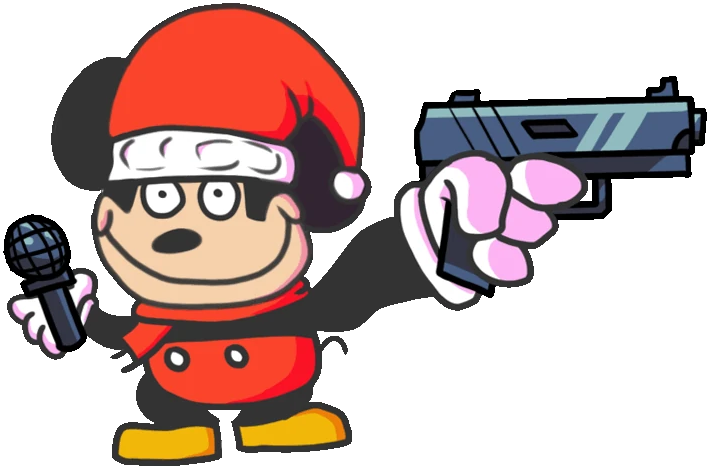 mooky mouse is going to shoot you with rock music