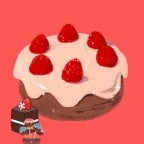 strawberry down syndrome cake