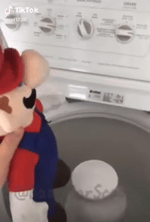 Uh Oh Mario Fell In The Washing Machine While it Was On