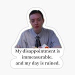 My disappointment is immeasurable and my day is ruined