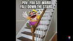 wario fallen in the stairs