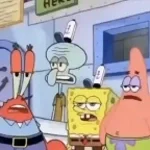 spongebob walking away