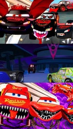 Evil Lightning McQueen and Creepy Cars Fan Art