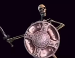 skeleton banging shield