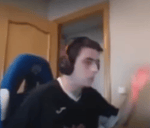 Guy smashing his computer