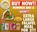 Wonderwall Buy Now! Hummus & WOW extra large falafel meal for 2