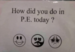 how did you do in pe today