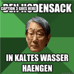 Den Hodensack in kaltes Wasser hängen